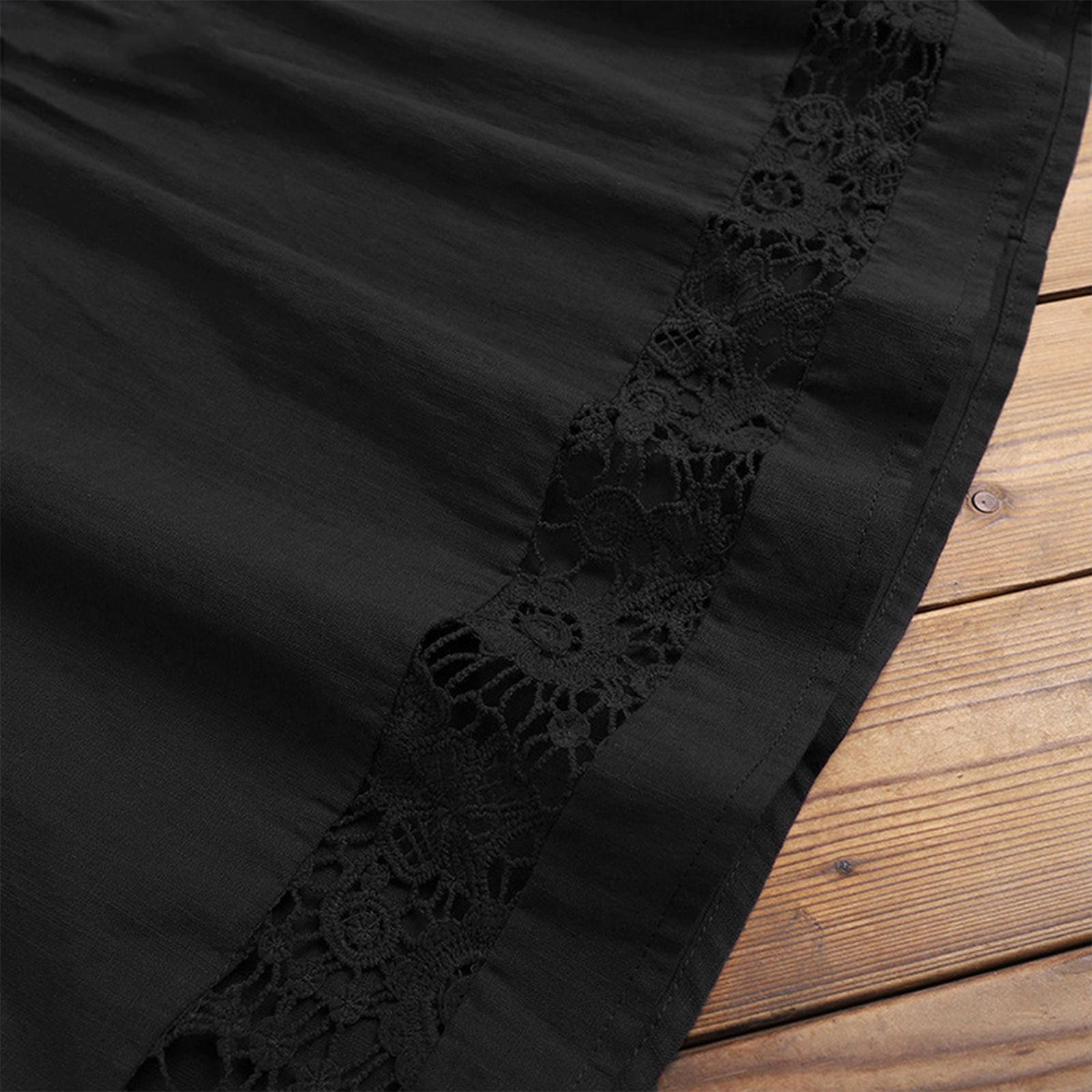 Женская модная повседневная свободная плиссированная кружевная блузка с круглым вырезом — фото 4