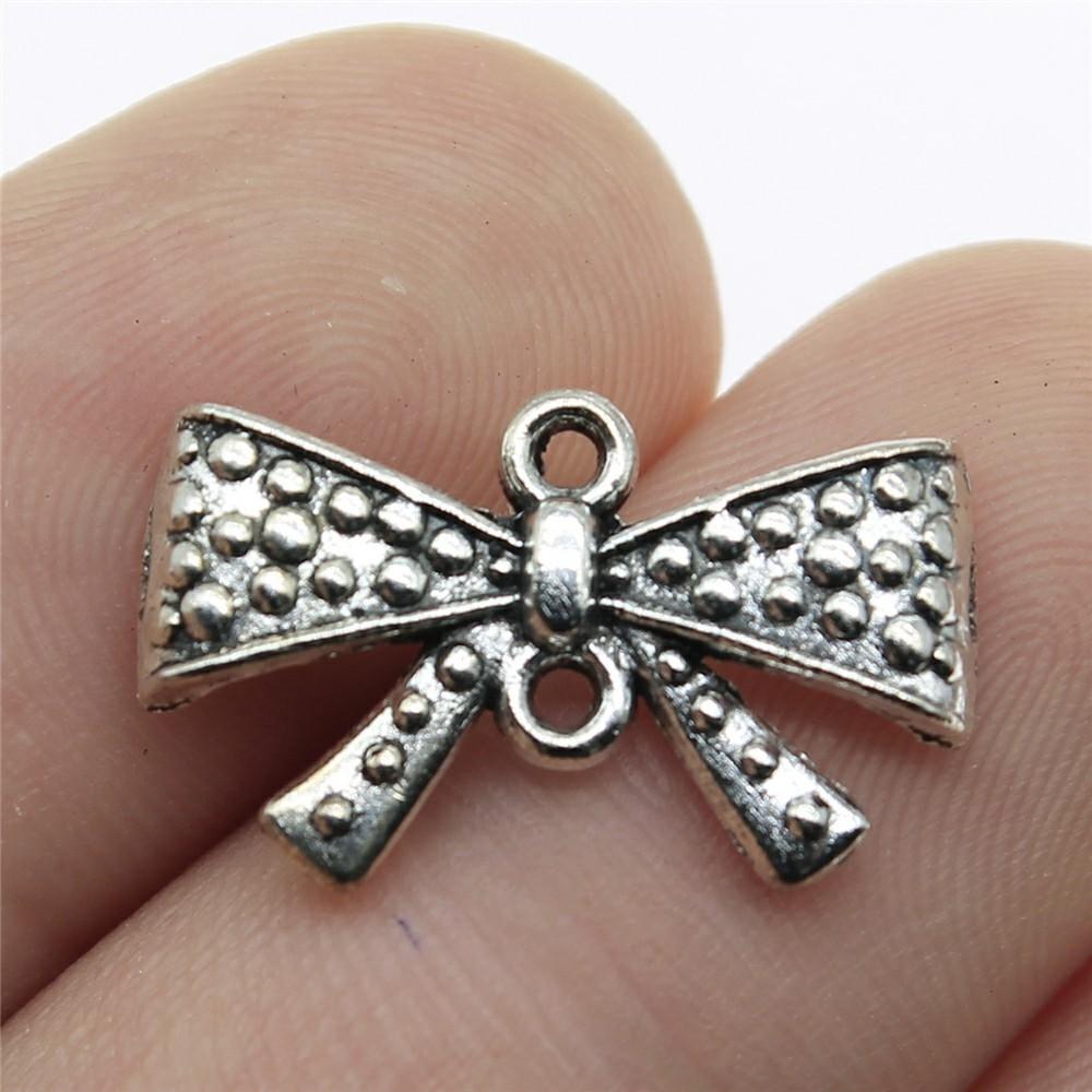 20pcs Bow Tie Connector Zinc Alloy Charm DIY Necklace Making Findings Handmade Tibetan Jewelry