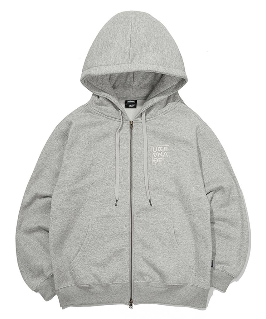 Urbanage Logo Print Zip-Up Hoodie In Melange