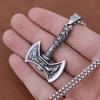 Boutique Stainless Steel Viking Wolf and Odin Crow Axe Pendant Necklace Vintage Men's Nordic Popular Jewelry for Birthday Gifts