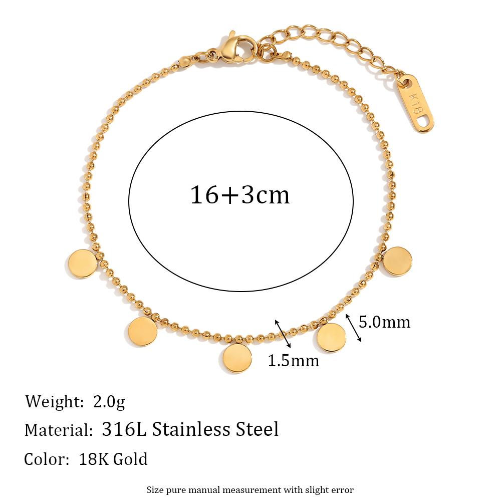 

MamacitaSlay Minimalist Beads Chain Small Discs Women s bracelet stainless steel jewelry woman gold plated bracelets Accessories 17cm золотий