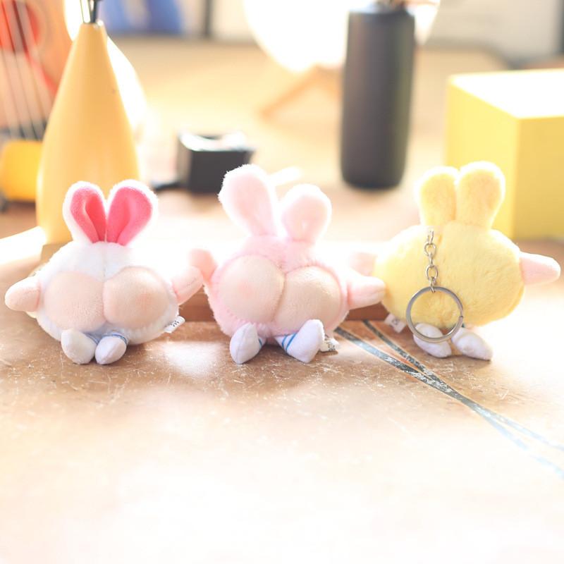Cute Bunny Plush Keychain With Pp Cotton Filling For Bags And Keys