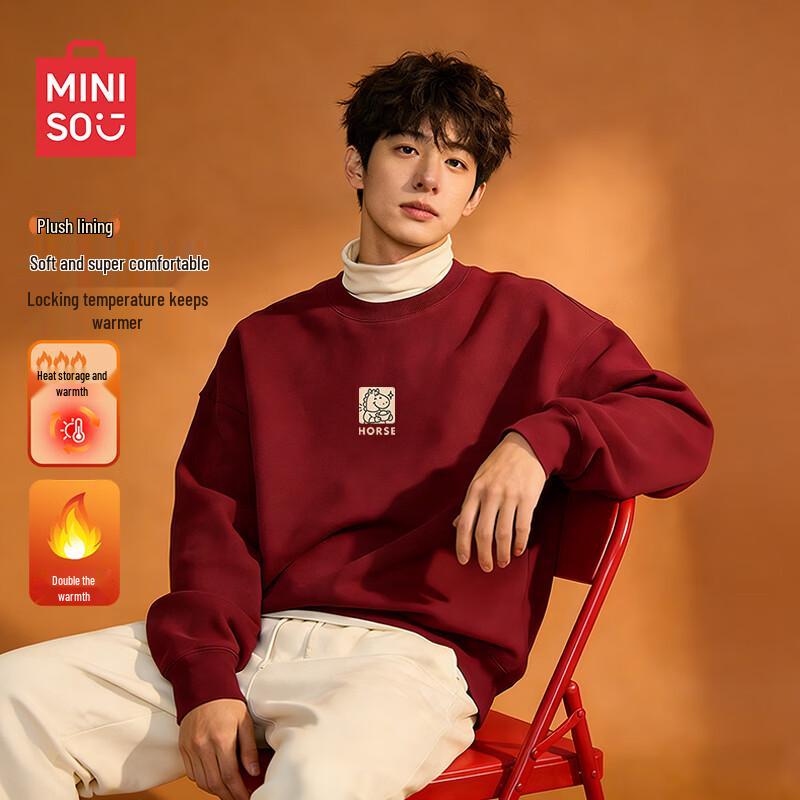 MINISO Men's Winter Warm Fleece Pullover Sweatshirt