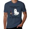 Samoyed and wine Funny gift for dog mom T-Shirt quick-drying tees summer top men clothes