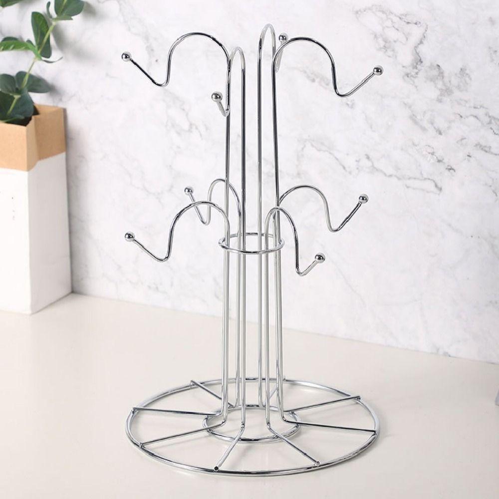 Fine Workmanship Tea Cup Storage Rack Silver Coffee Mugs Storage Rack Cup Drying Rack  Desktop