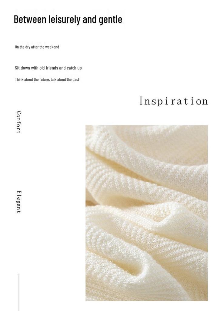 2026 Spring/Summer Wool Herringbone High Neck Knit Sweater