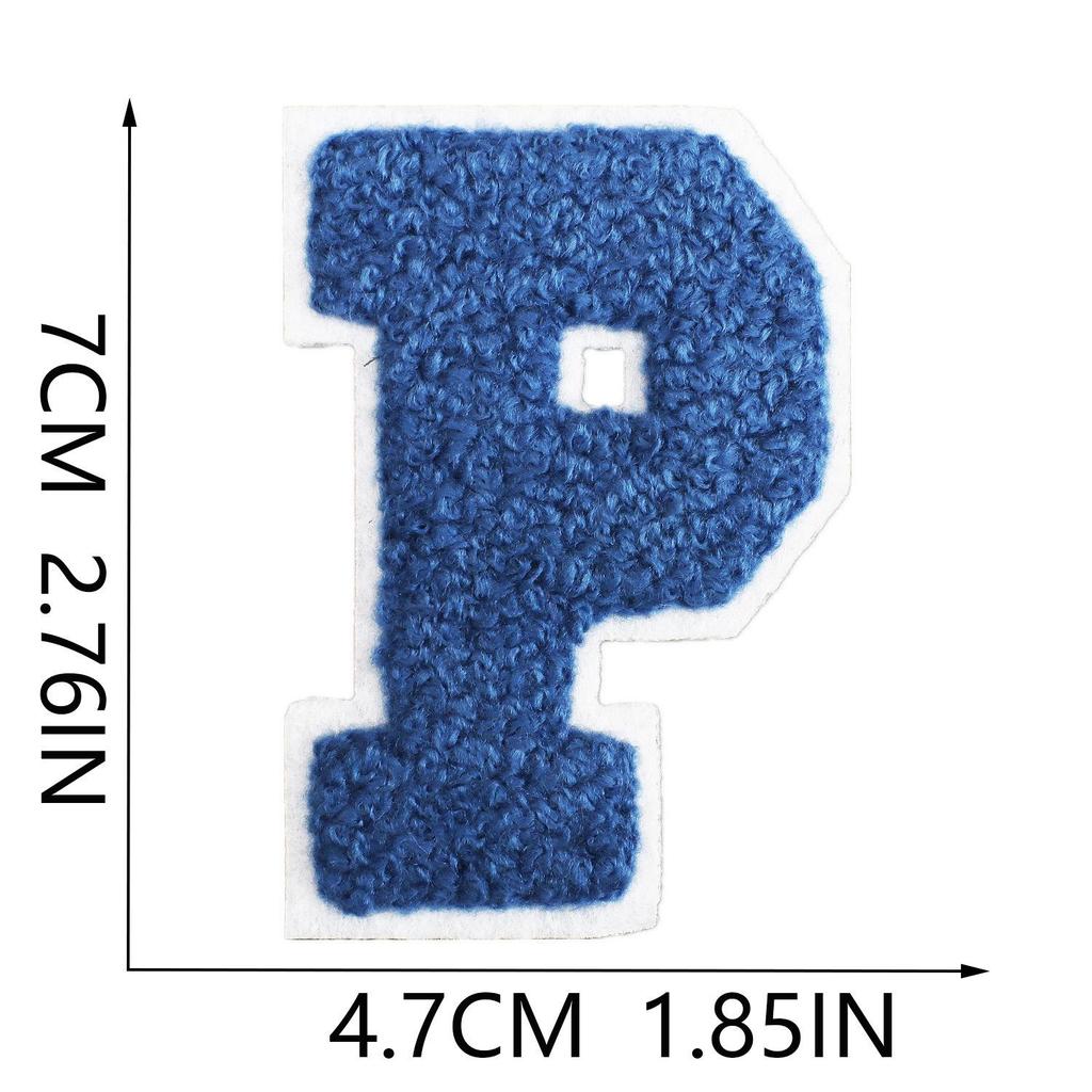 7cm White Background Royal Blue Text Embroidered Letter Patch for Bags & Decor