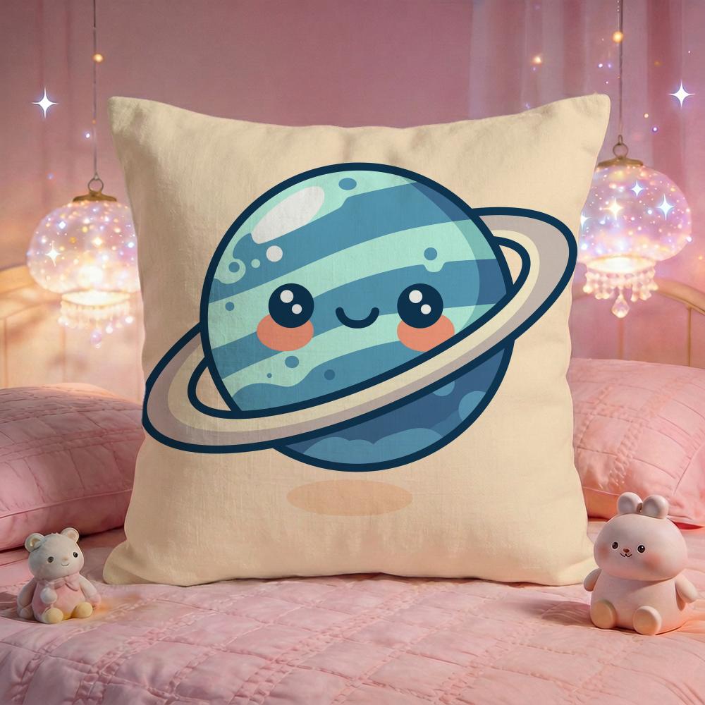Cartoon Space Planet Cushion Cover Premium Comfort Reversible Pillow Cove Two in One Design for Any Room Car Interior