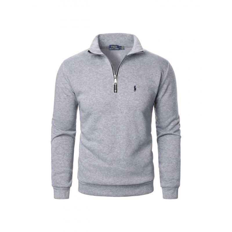 Men's Casual Half-Zip Stand Collar Hoodie with Embroidered Horse, Long Sleeve, 2025 Edition
