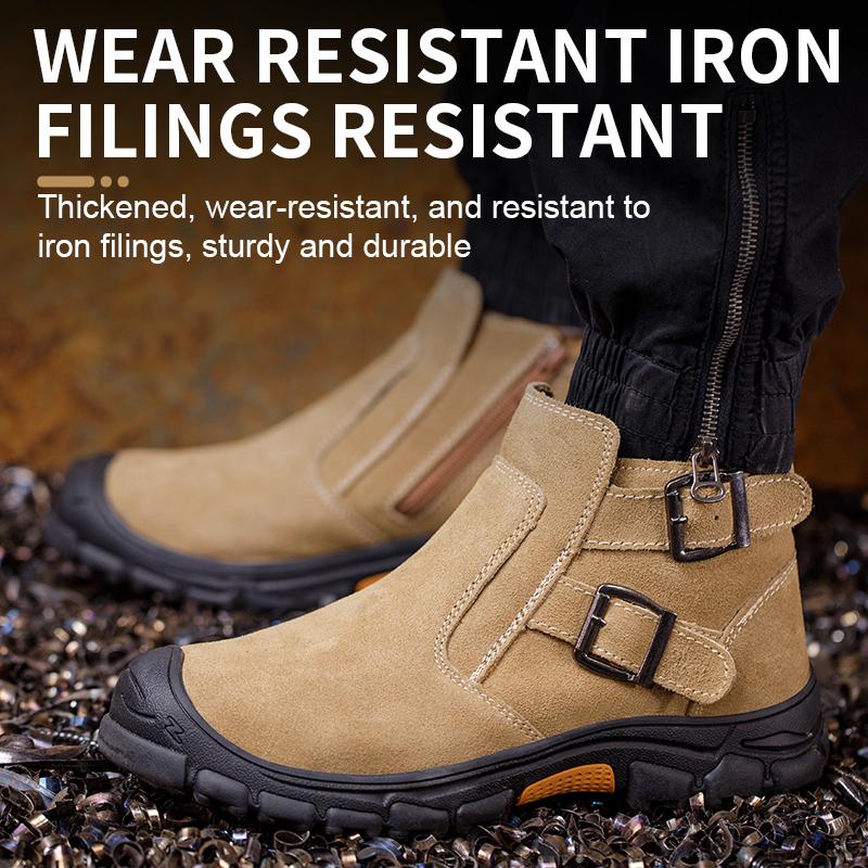 Fashion High Top Safety Shoes Man Steel Toe Work Shoes Protective Work Safety Boots for Men Women Non-slip Suede Leather Welder Shoes