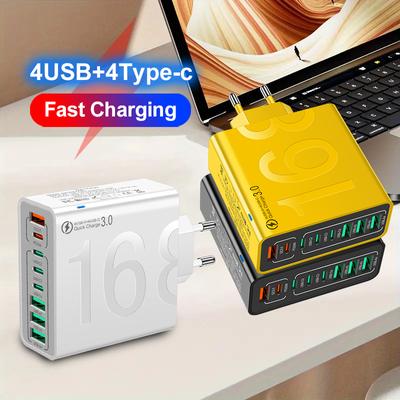 Total 150W 8 Ports PD USB Type C Charger QC 3.0 Quick Charger Wall Power Adapter Fast Charging For iPhone Xiaomi Samsung