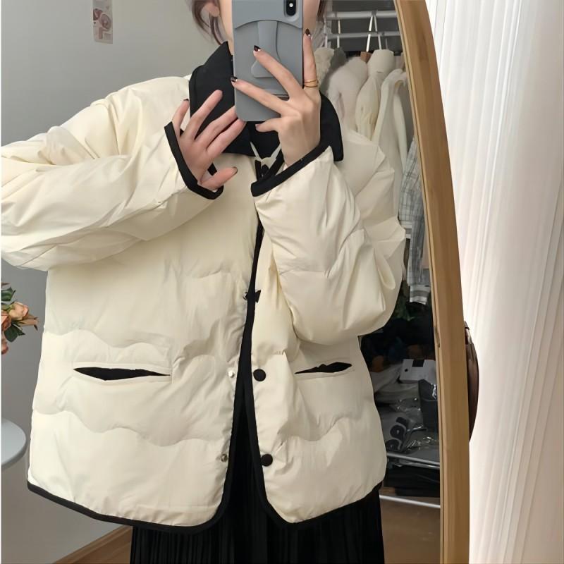 Winter corduroy lapel padded jacket women's short padded jacket down padded jacket loose small padded jacket