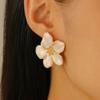 2025 New Retro Drip Oil Green Large Flower Stud Earrings for Women Temperament Metal Petal Earrings Fashion Jewelry Accessories