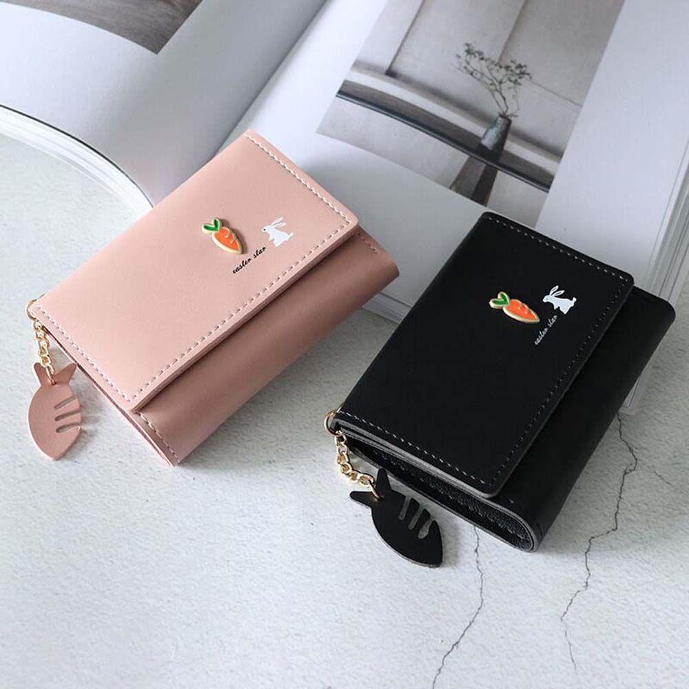 PU Leather Rabbit Carrot Korean Money Bag Women Wallets Card Holders Small Coin Purse