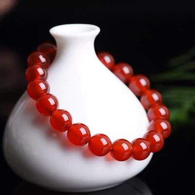 Red Agate Zodiac Bracelets for Men and Women - Natural Beads with Red String Chalcedony