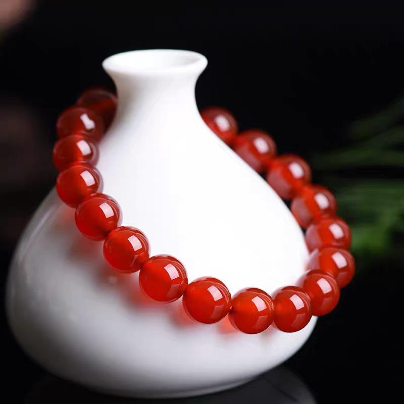 Red Agate Zodiac Bracelets for Men and Women - Natural Beads with Red String Chalcedony