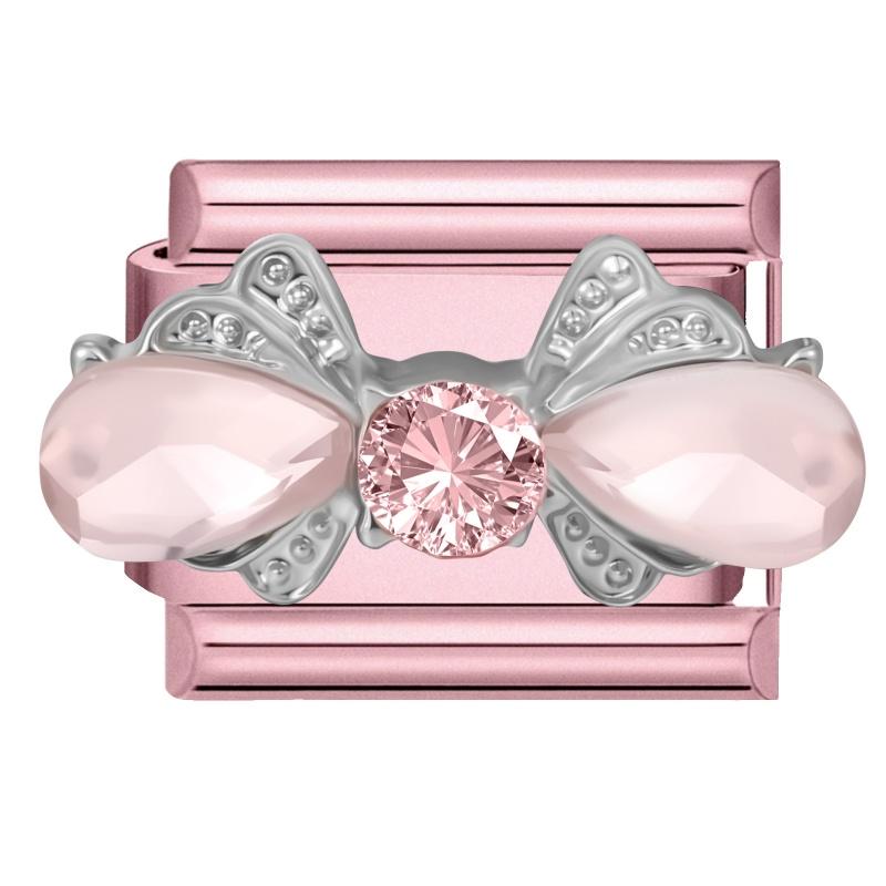 Fashion Pink Dreamy Crystal Butterfly Bow Heart Star Shell Star Charm Fit 9mm Stainless Steel Bracelet Women DIY Making Jewelry