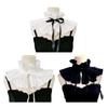 Women Victorians Ruffle Stand False Collar Vintage Renaissances Neck Ruff Shawl Scarf Ribbon Ties Bows Boleros Capelet