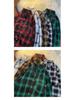 Retro rutig långärmad skjorta för kvinnor - Lös passform, Större storlekar, Koreansk stil Vårjacka