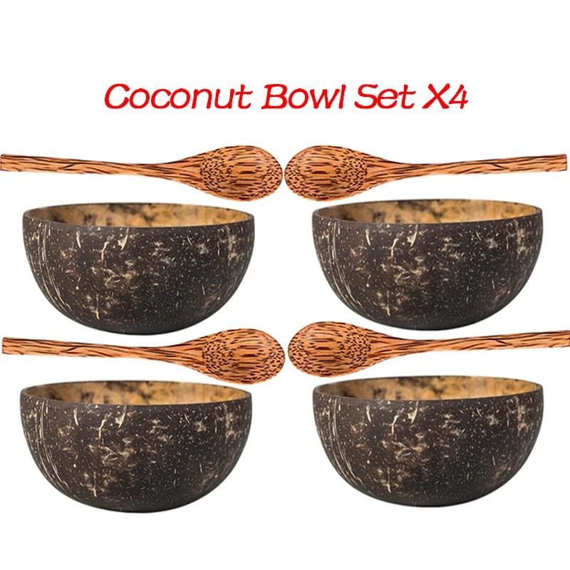 Set di Ciotole Naturali di Cocco Creativo Guscio di Cocco Insalatiera per Frutta Riso Noodles Ciotola di Legno Stoviglie Ristorante Cucina Vendita Calda