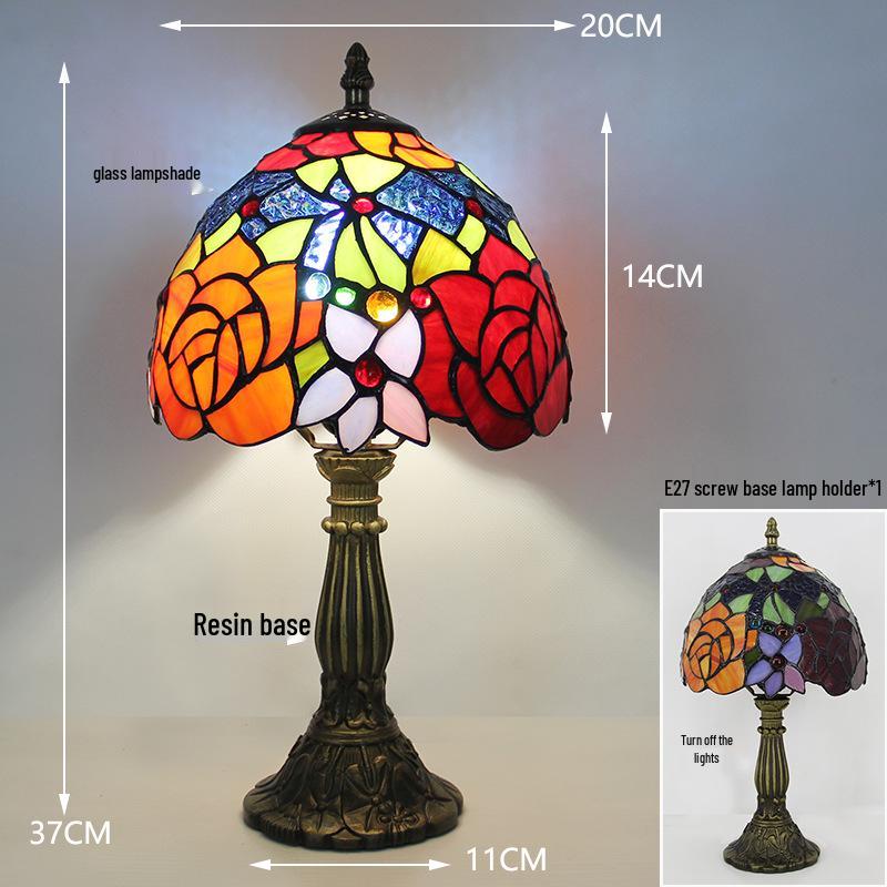 Tiffany Vintage Stained Glass Table Lamp for Bedside or Cafe