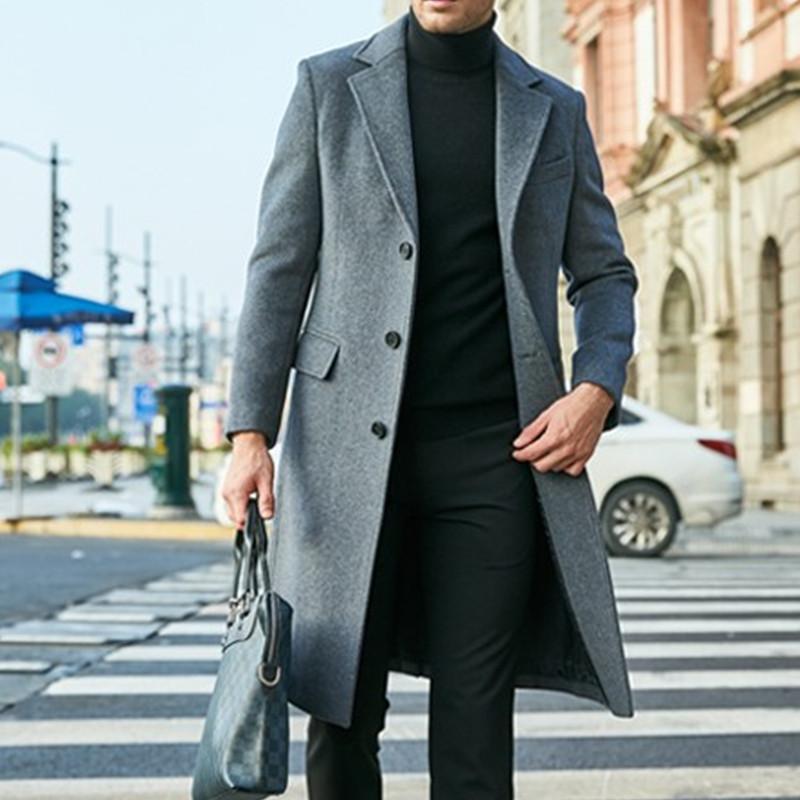 

Осенне-зимнее утолщенное шерстяное пальто, мужская шерстяная ветровка, шерстяное пальто, костюм 3XL серый