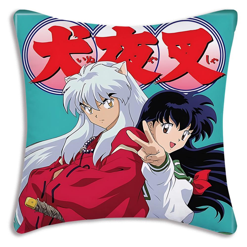 Hot Anime Inuyashas Pillow Covers Cartoon Sofa Decorative Home Double-Sided Printing Short Plush Cute Cushion Cover
