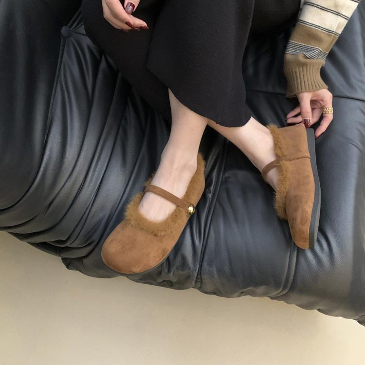 Mary Jane Shoes, Leopard Print Plush Women's Beanie Shoes, New Plush Shoes In Autumn and Winter 2025, Flat Shoes