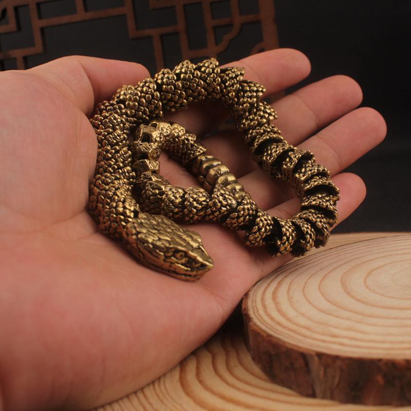 Year of the Snake Universiade Brass Rattlesnake Model Ornament Toy Simulation Animal Home Office Ornament Simulation Rattlesnake