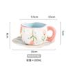 Cană din ceramică neregulată, ciupită manual în stil coreean de 300 ml, cu flori pictate manual, cu inimă de flori, ceașcă de cafea pentru mic dejun, lapte, ceai de după-amiază, cadou