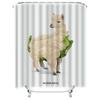 Creative Cauliflower Alpaca Sheep Shower Curtain Home Decor Bathroom Liner Waterproof Fabric Print Umbrella Privacy Cover White