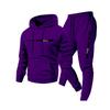 Mens Casual Hooded Sweatshirt Set With Letter Print Fleece-Lined Top Pants Winter Streetwear
