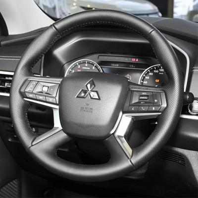Para Mitsubishi Outlander -2024 Funda de Volante de Coche Antideslizante de Cuero Gamuza Cosida a Mano Negra