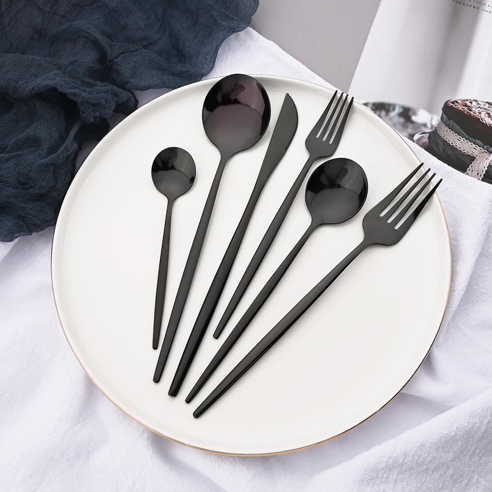 6Pcs Western Purple Dinnerware Cutlery Set Silverware Set Stainless Steel Flatware Knife Dessert Fork Tea Spoon Tableware Set