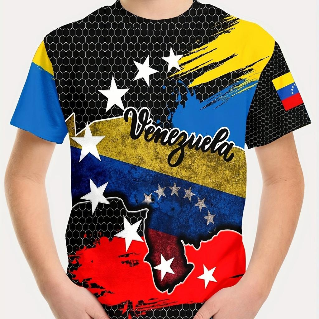 Children's Clothing Boys Tshirt Short Sleeve 3D Flag Print Kids Summer Clothes Casual Stylish Round Neck Boy Girl Clothes Tops
