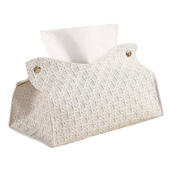 

Tissue Box PU Leather Tissue Holder Smooth Dispensing Decorative Paper Towel Case Simple Style Organizer for Home Office A