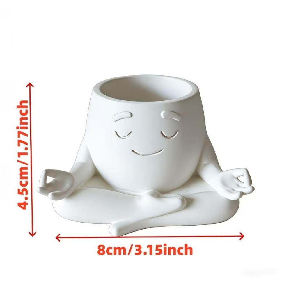 3D Printed Yoga Face Planter White Succulent Pot, Home And Office Desktop Decor Ideal Gift for Plant Lovers