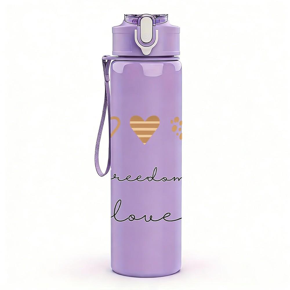 1PC Heart Need Love Quote 750ml Color Plastic Sports Water Bottle Leakproof Flip Straw Lid Suitable for Sports Office Home Use