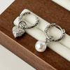 925 Pure Silver Pearl Heart Vintage Earrings For Woman Piercing Wedding Luxury Elegant Jewelry Prevent Allergies
