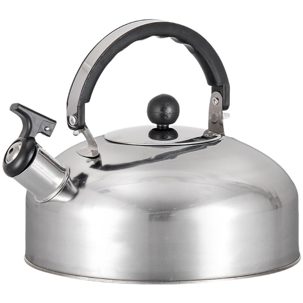 Stainless Steel Whistling Kettle Flat Bottom Household Semi-Spherical Water Boiler for Induction and Gas Stovetops 2L Capacity Durable Handle