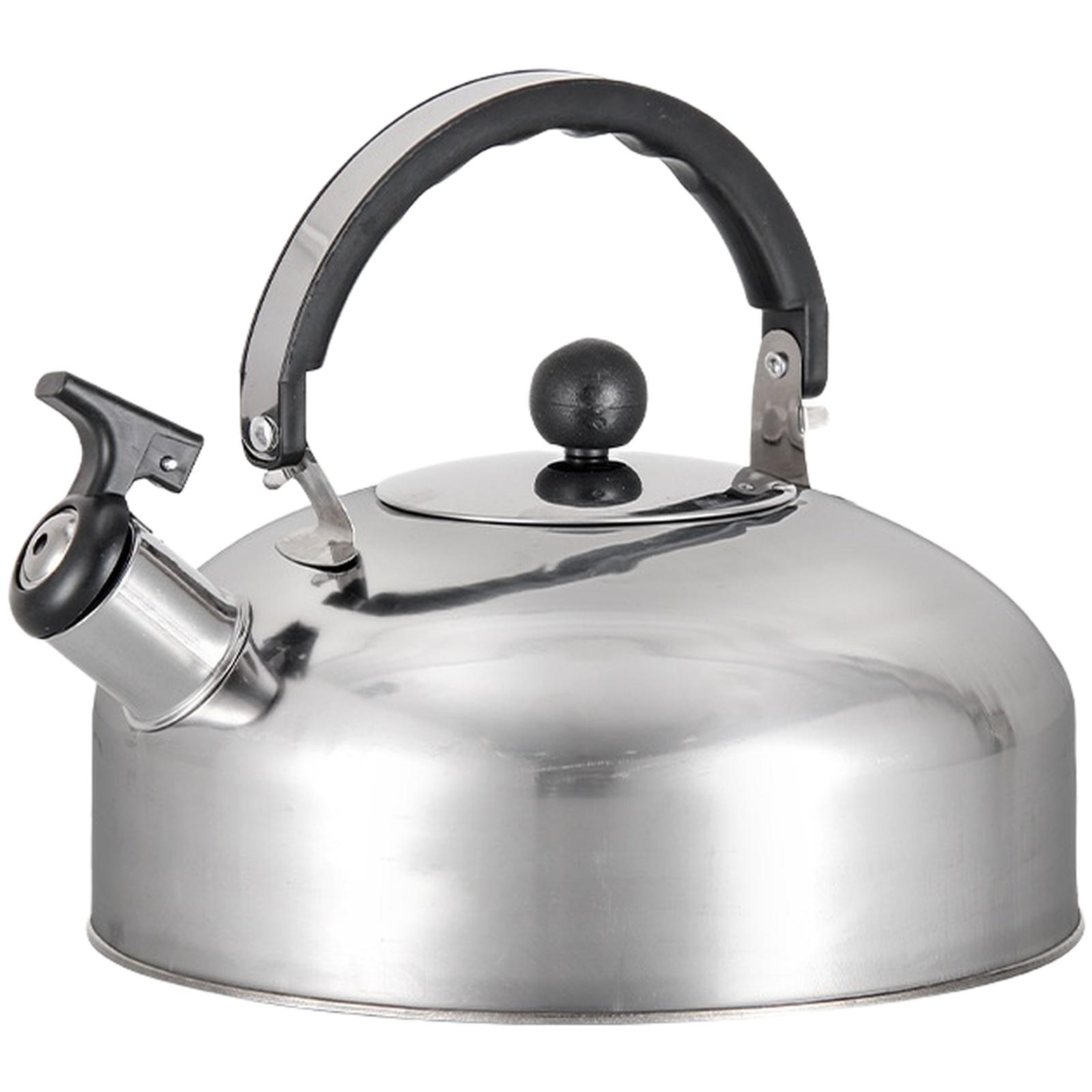 English: Stainless Steel Whistling Kettle Hemisphere Flat Bottom Water Boiler one size