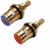 Paire de têtes à disques céramique thermostatiques G1/2 - cartouches robinet laiton (bleu/rouge)