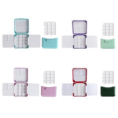 Travel Watercolor Paint Box With Palette Paint Brush Washer 12 Well Folding Paint Palette Box For Artist Student