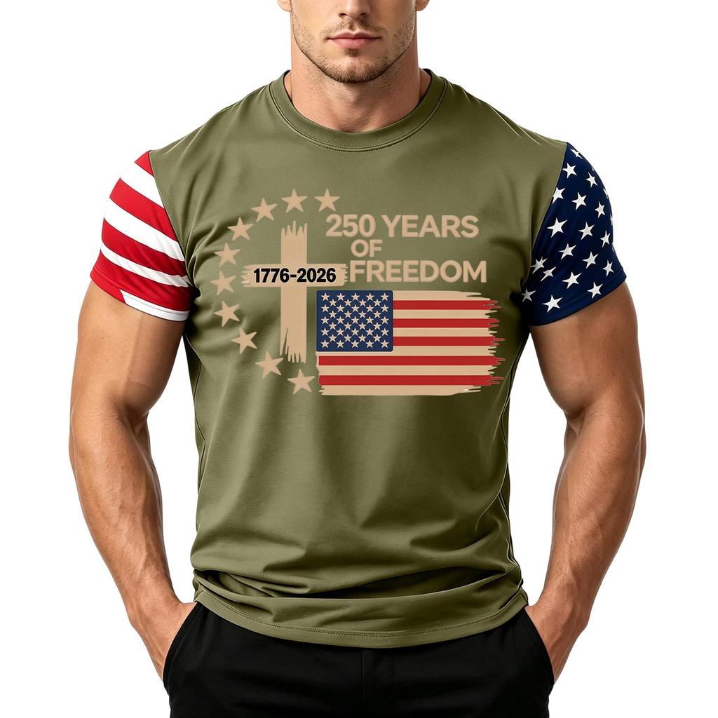 T-shirt à manches courtes pour homme avec imprimé drapeau du Jour de l'Indépendance Coupe ample Casual Été Quotidien Haut Graphique Patriotique