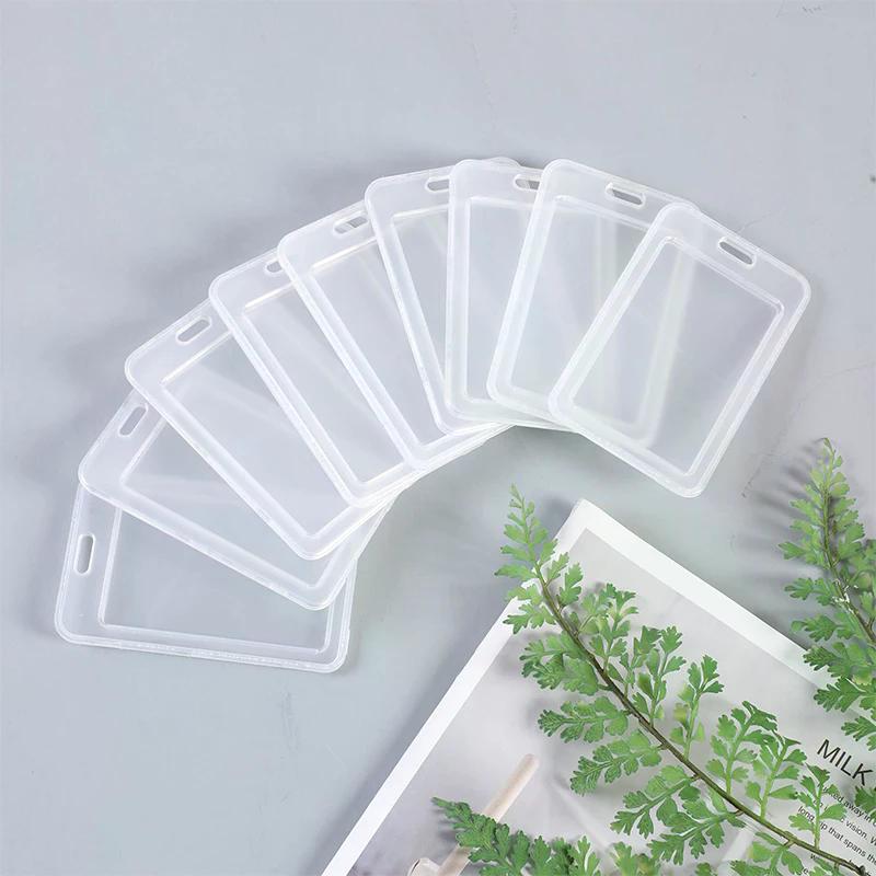 10Pcs Transparent ID Card Holder with Lanyard Waterproof Plastic Name Tag Badge Cover for Student Bus Card Office Access Pass