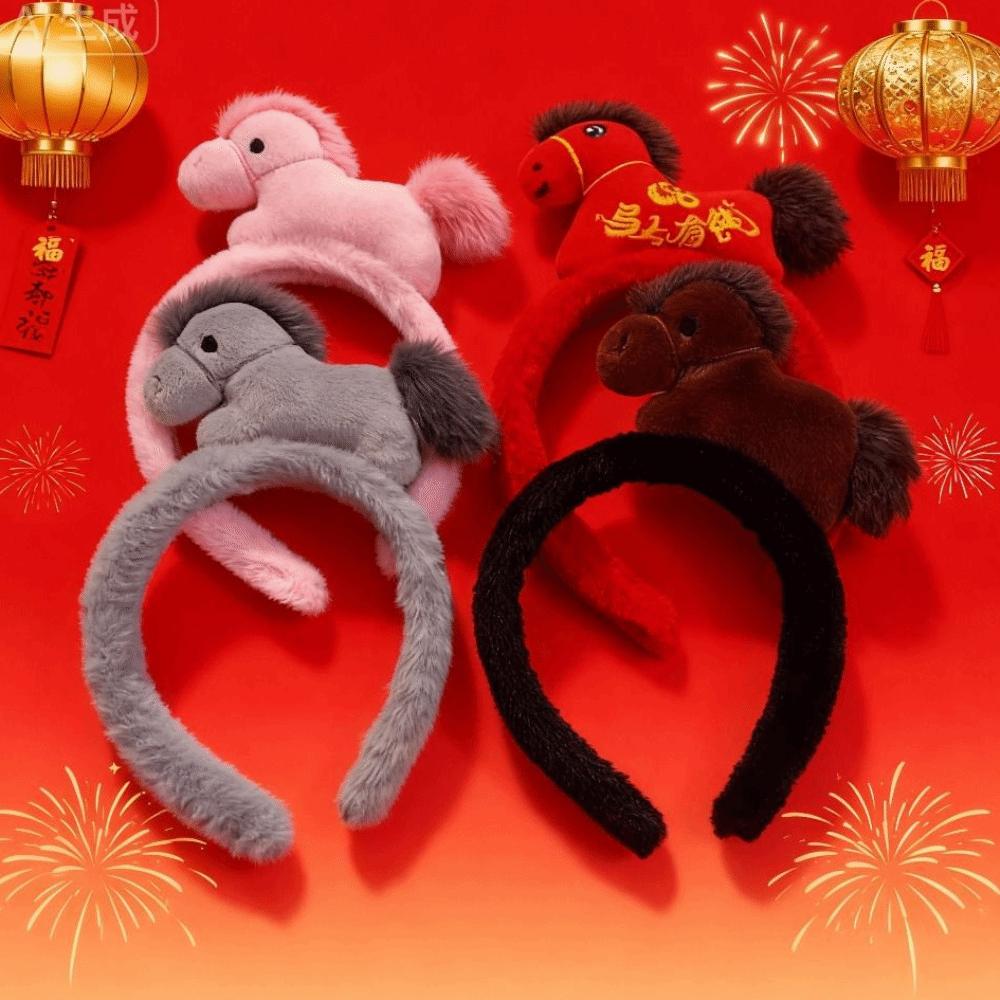 Mascot Horse Hairband Horse Doll Plush Horse Headband Cute New Year Headband Party Decoration