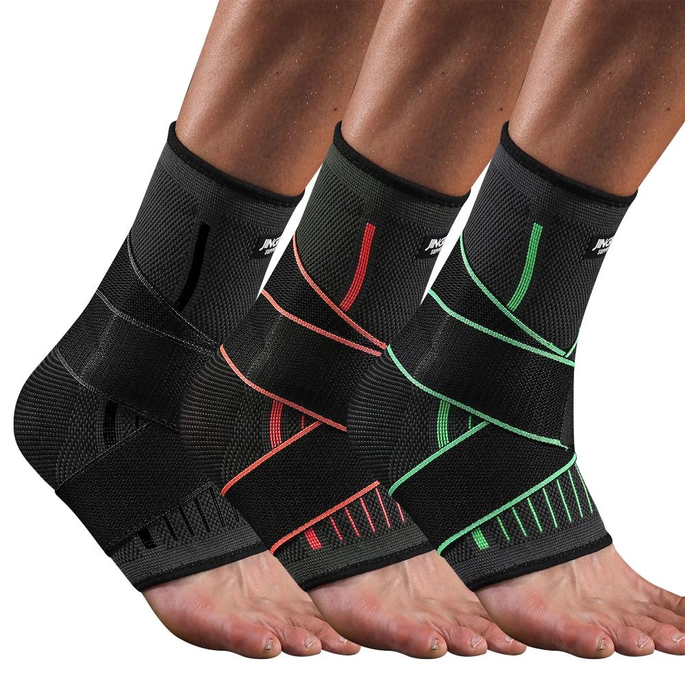 1 Pcs Ankle Support Brace, Ankle Compression Sleeves With Adjustable Wraps, Elastic Foot Braces Stabilizer For Plantar Fasciitis