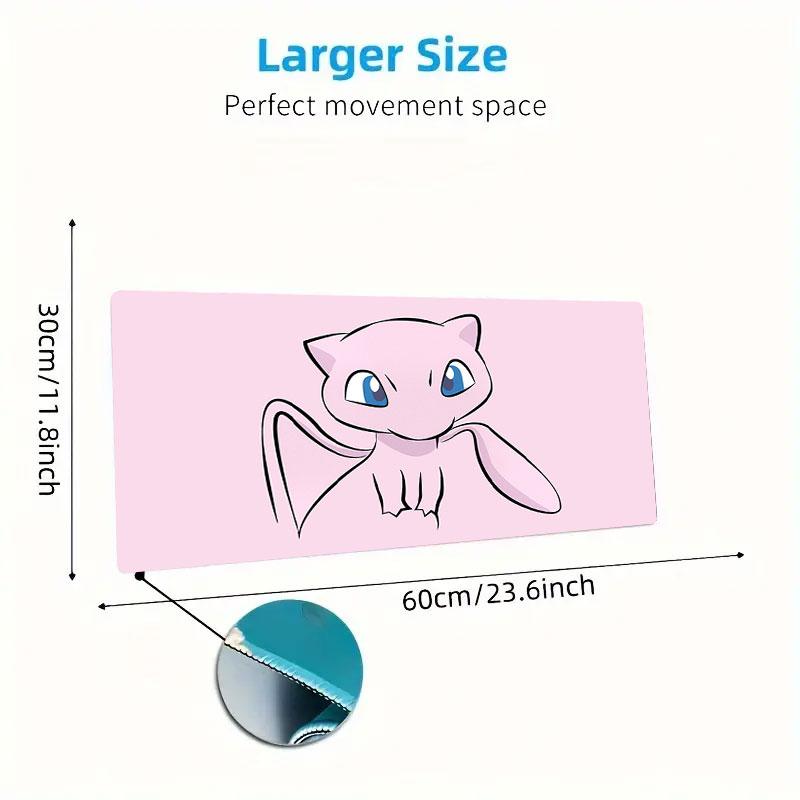 Mew Mouse Pad, Large Gaming Desk Mat, Non-slip XXL Mousepad for Laptop & Tablet, Mini PC Playmat with Stitched Edges
