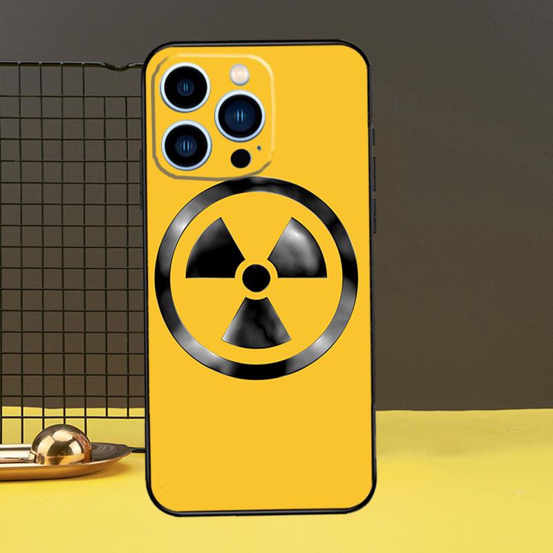 Nuclear Radiation Warning Sign Case For iPhone 16 15 14 13 12 11 Pro Max X XR XS 7 8 Plus 12 13 Mini Bumper Cover