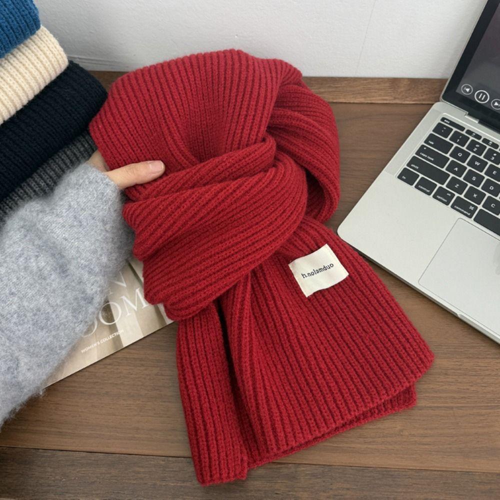 Fashion Keep Warm Cross Scarf Woolen Korean Style Knit Scarf Thicken Vibes Neck Scarf Women